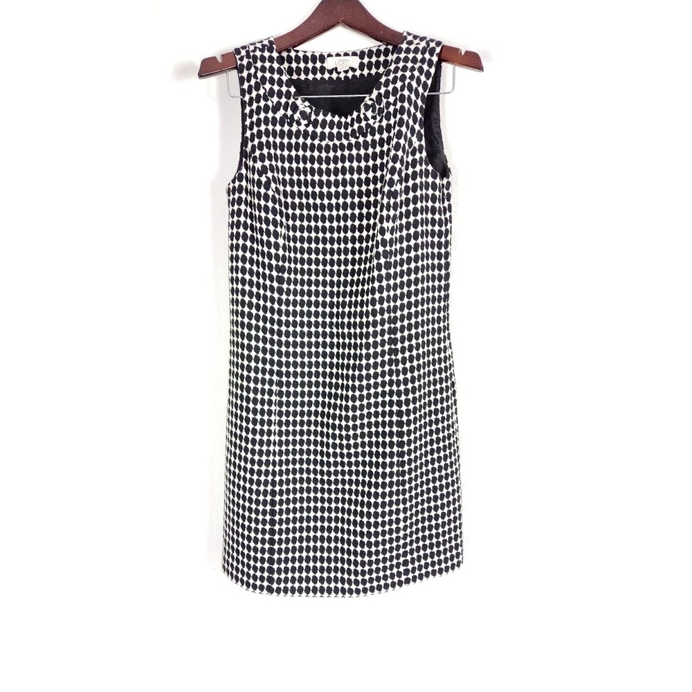 Ann Taylor LOFT Black & White Wool‎ Blend Crew Neck Sleeveless Midi Dress Size 4